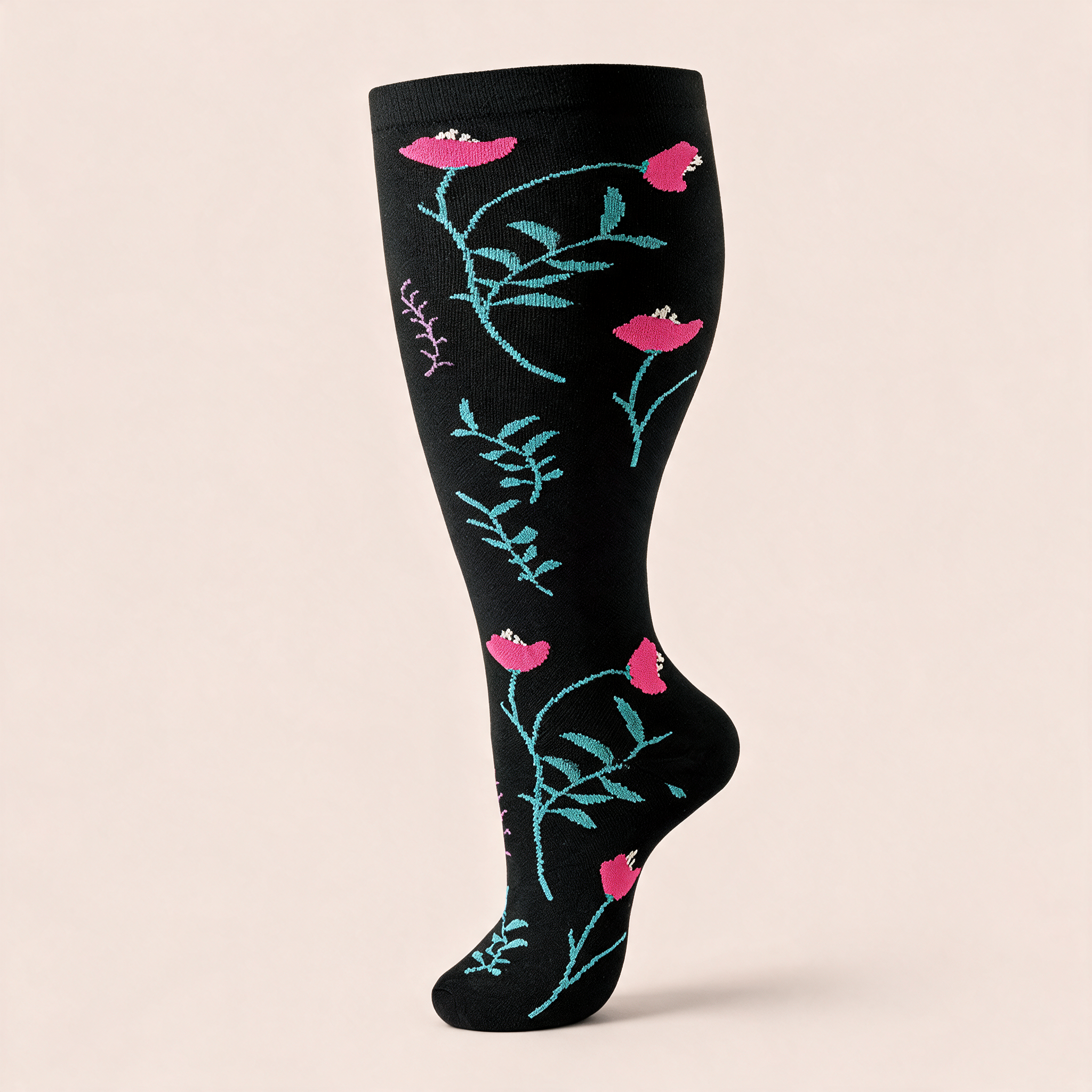 Clinical Compression – Wide Calf: Vine Bloom compression sock