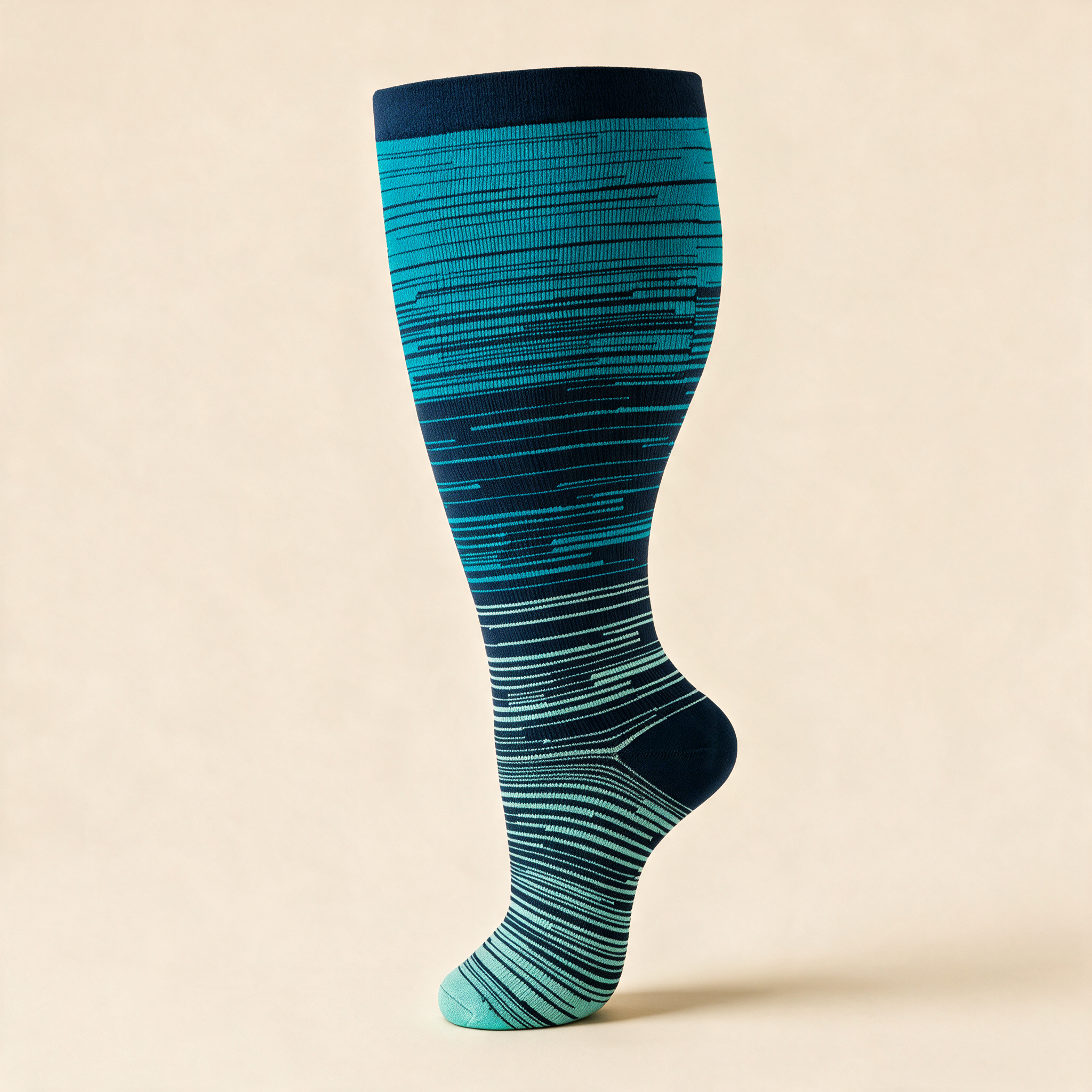 Clinical Compression – Wide Calf: Teal Fade Lines compression sock