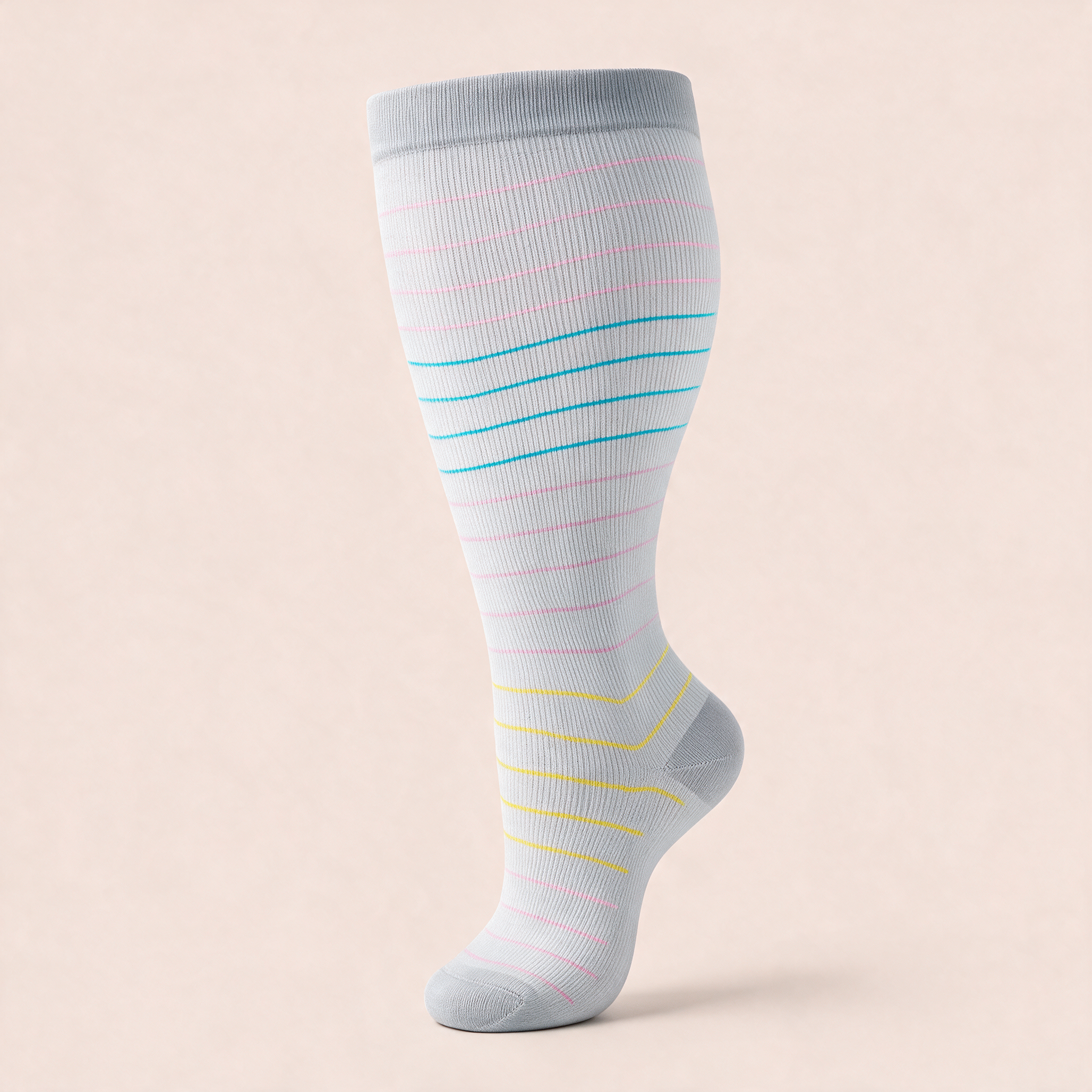 Clinical Compression – Wide Calf: Teal Pinstripe compression sock