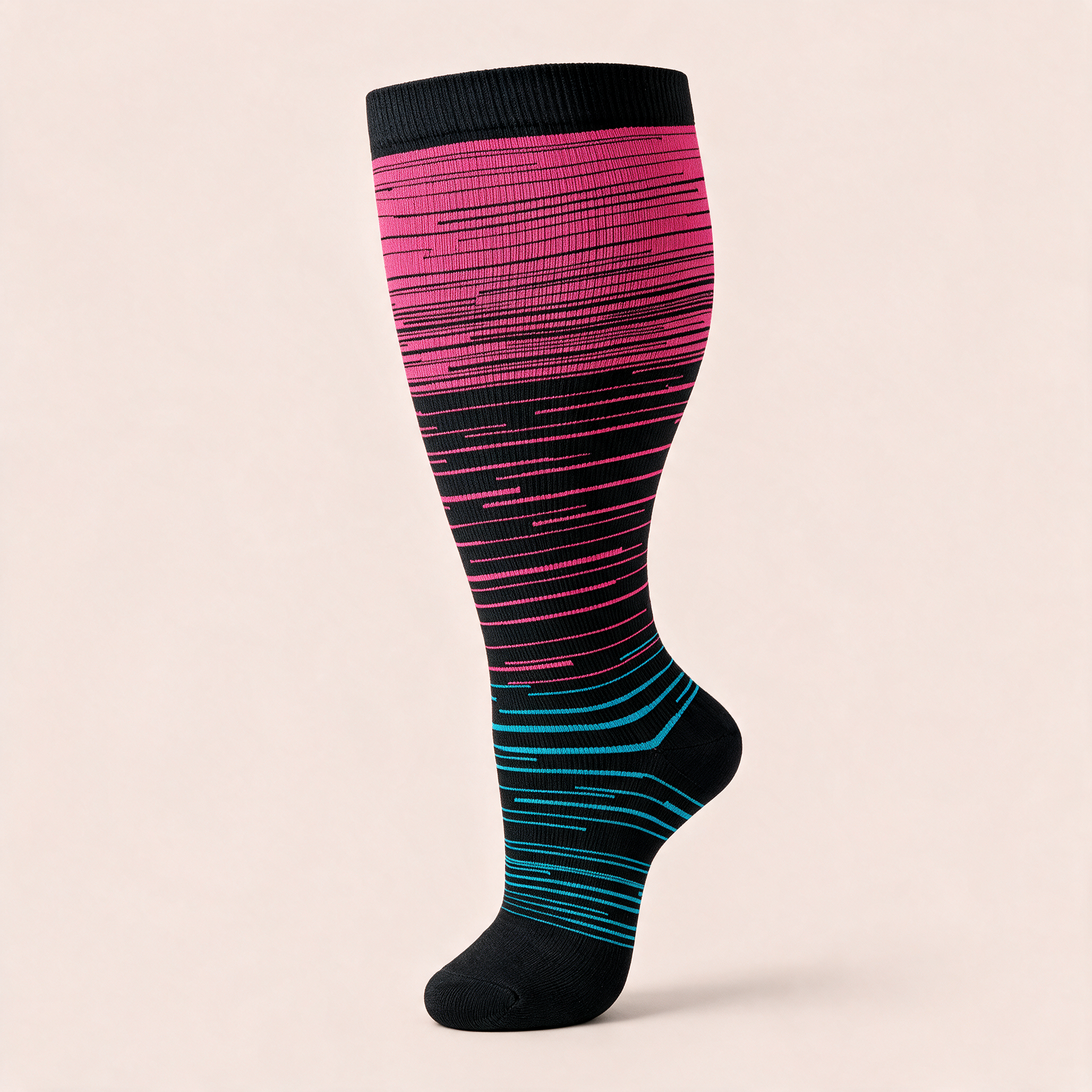 Clinical Compression – Wide Calf: Magenta Sunset compression sock