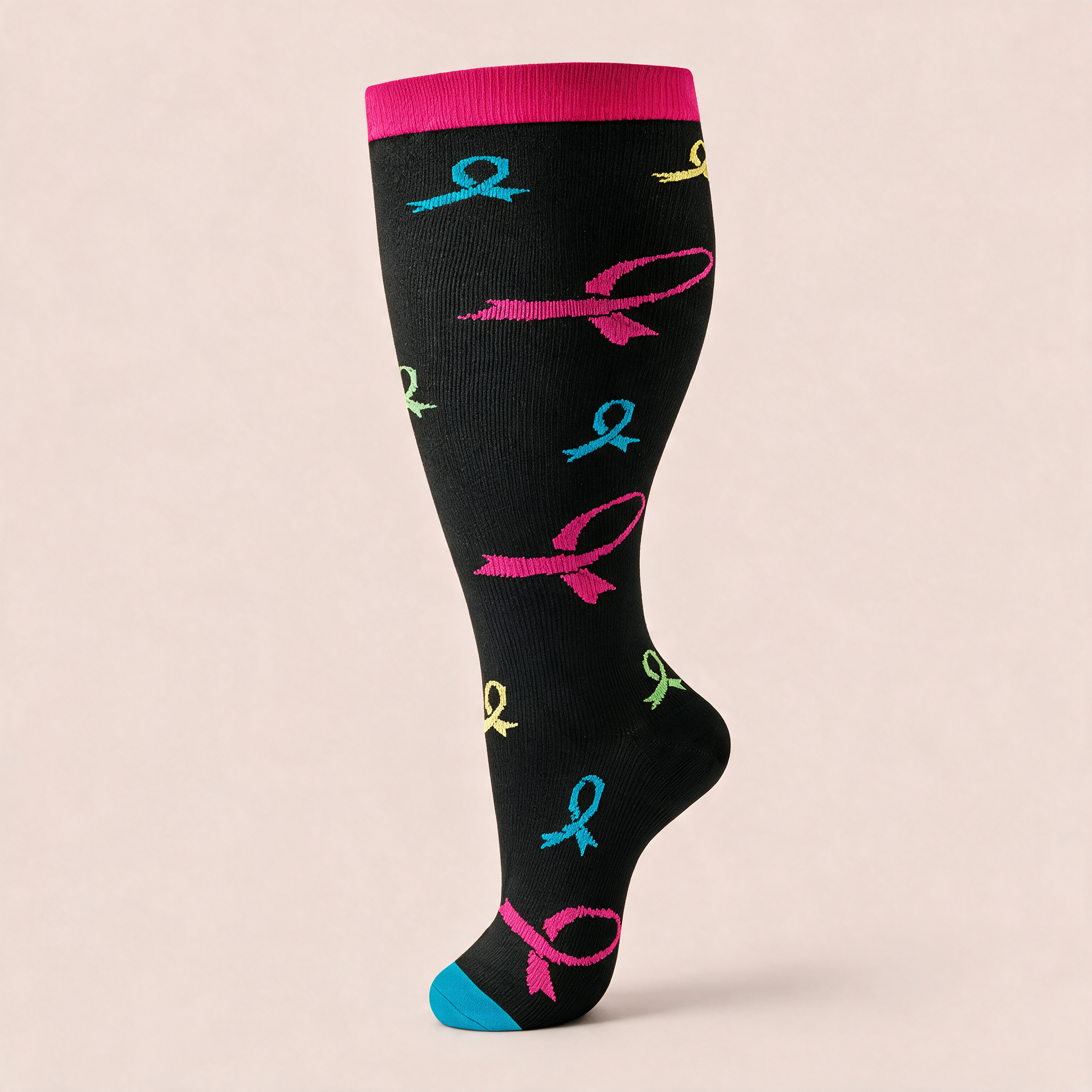 Clinical Compression – Wide Calf: Pink Ribbon Awareness compression sock