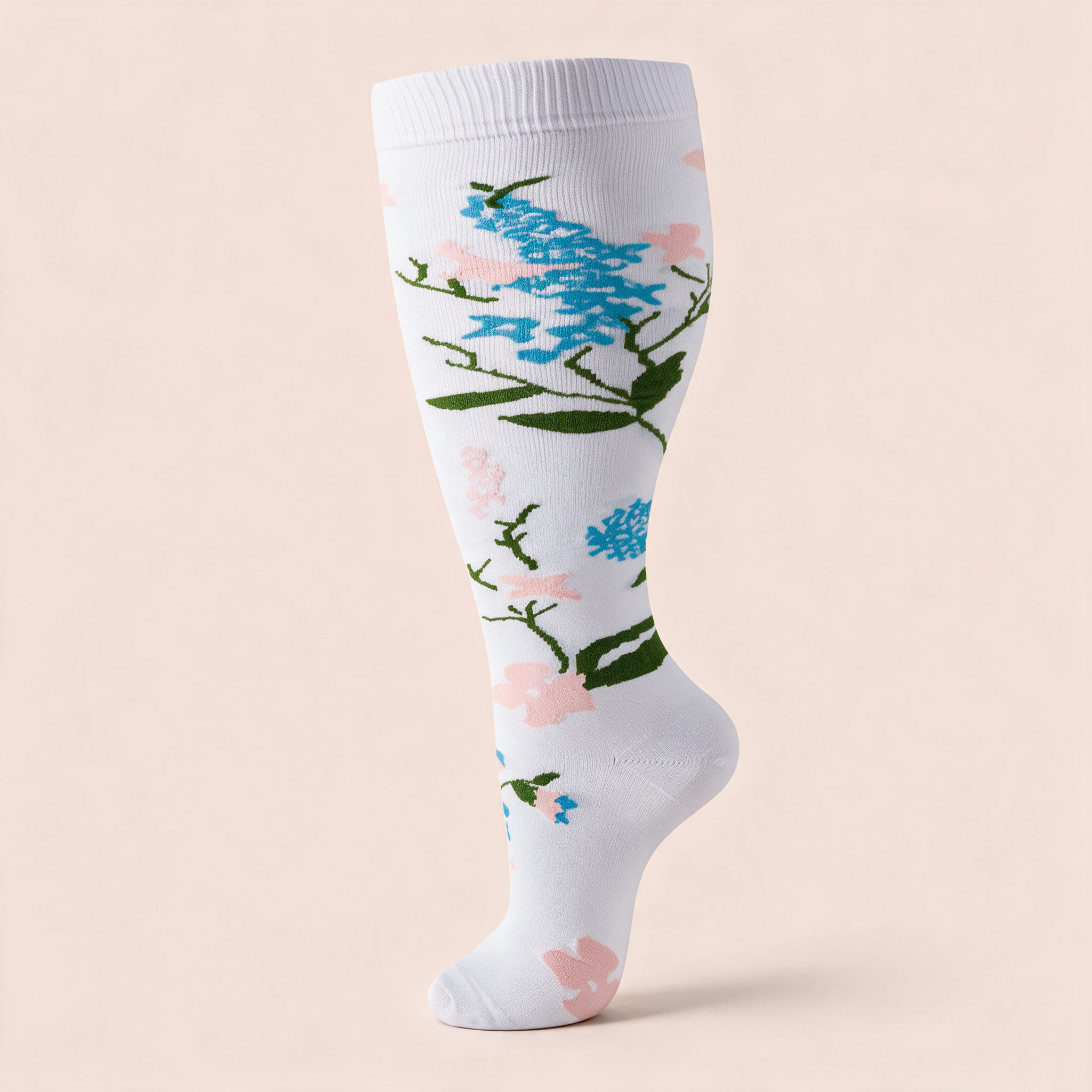Clinical Compression – Wide Calf: White Bluebell compression sock