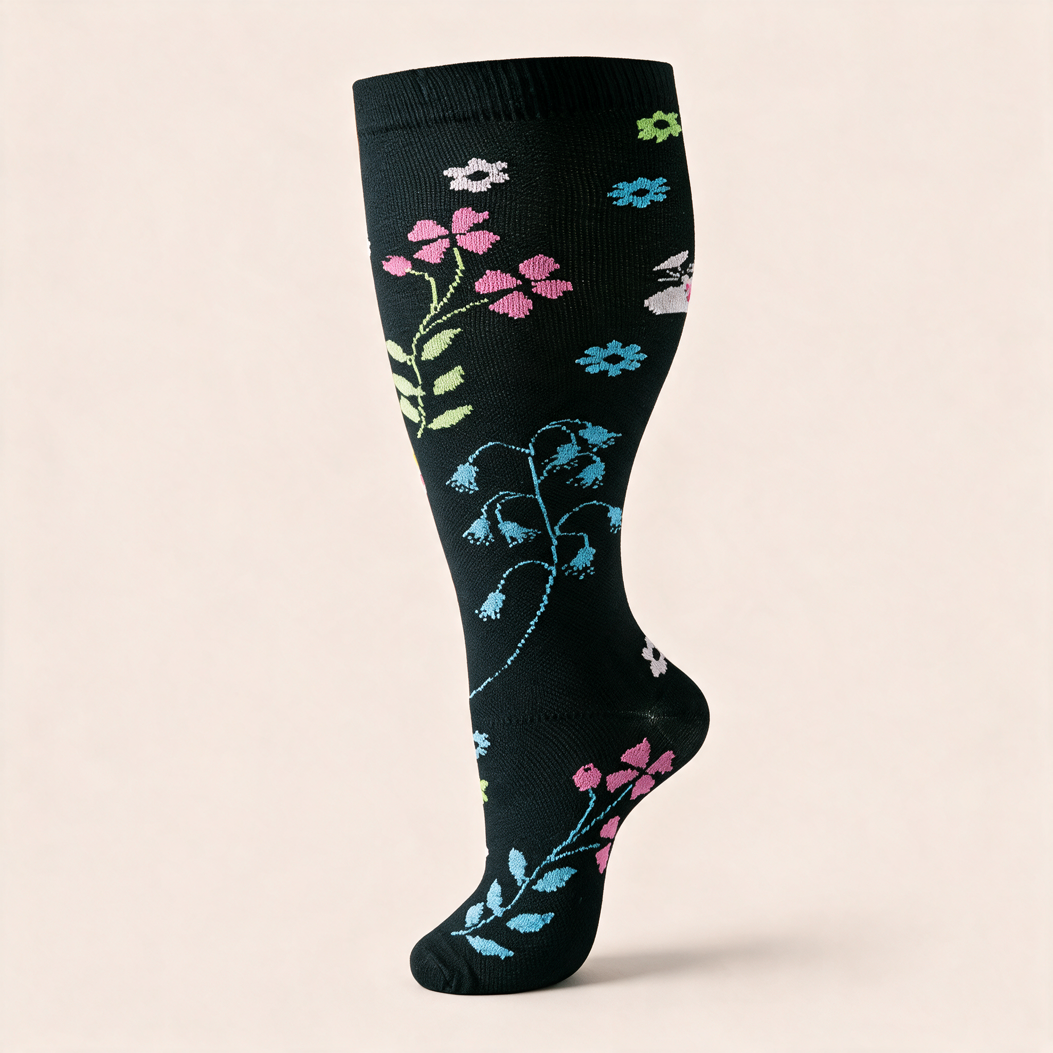 Clinical Compression – Wide Calf: Midnight Garden compression sock