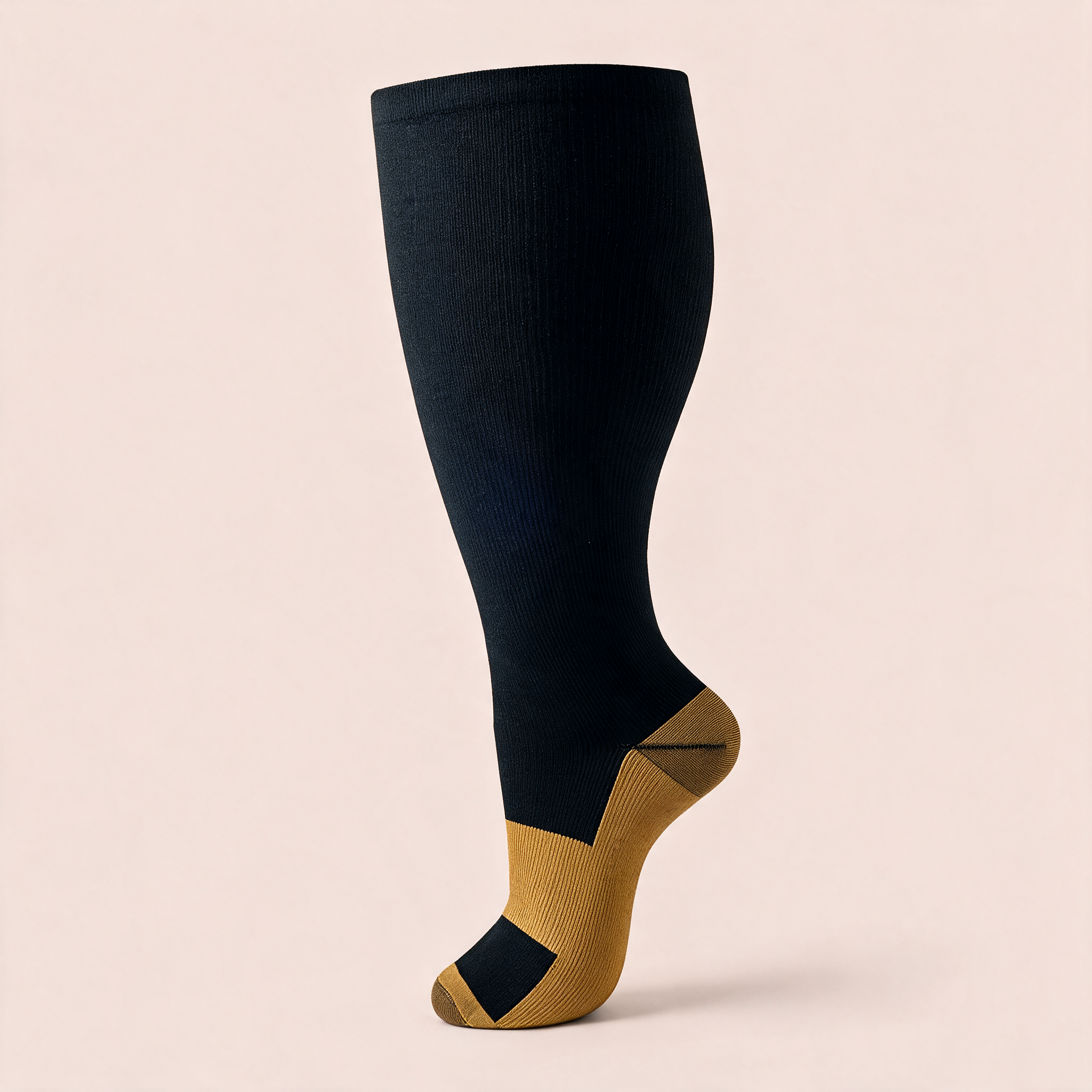Clinical Compression – Wide Calf: Black Gold Toe compression sock
