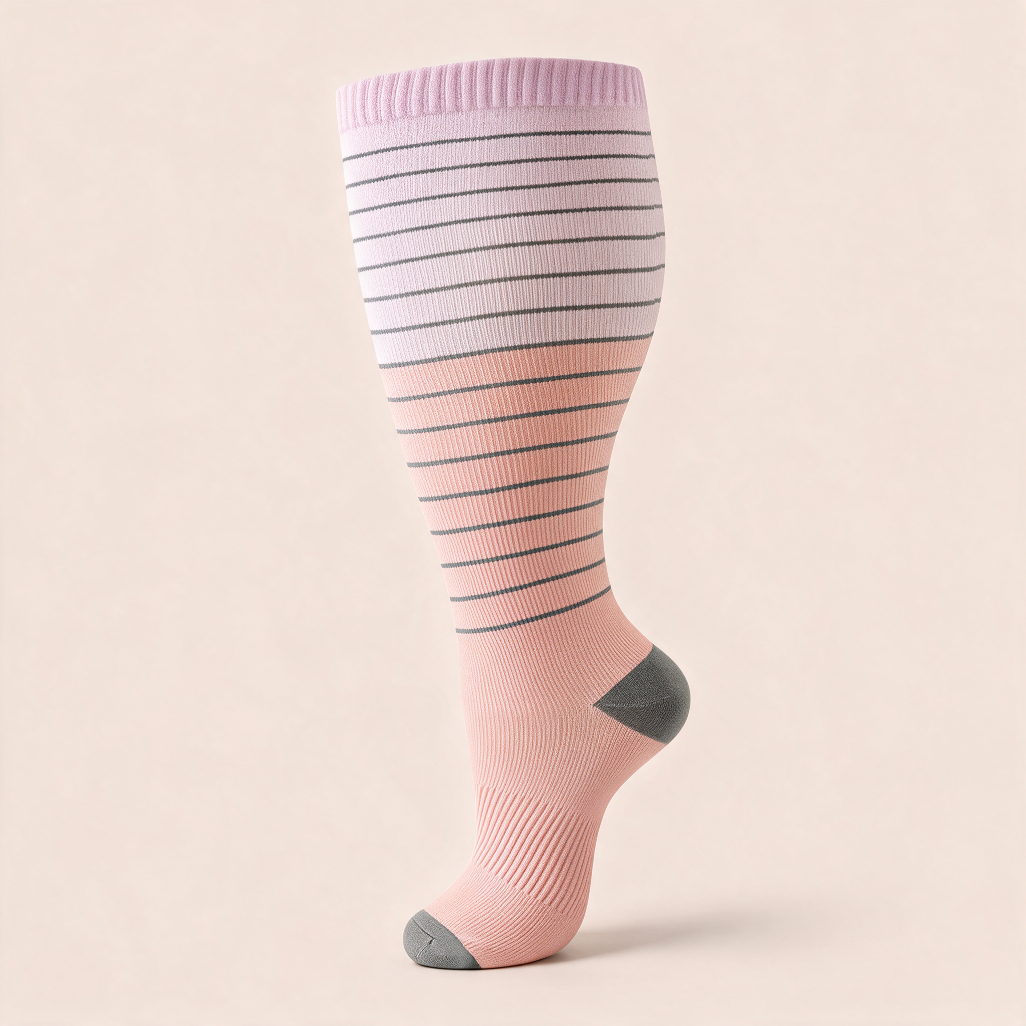 Clinical Compression – Wide Calf: Rosewood Pinstripe compression sock
