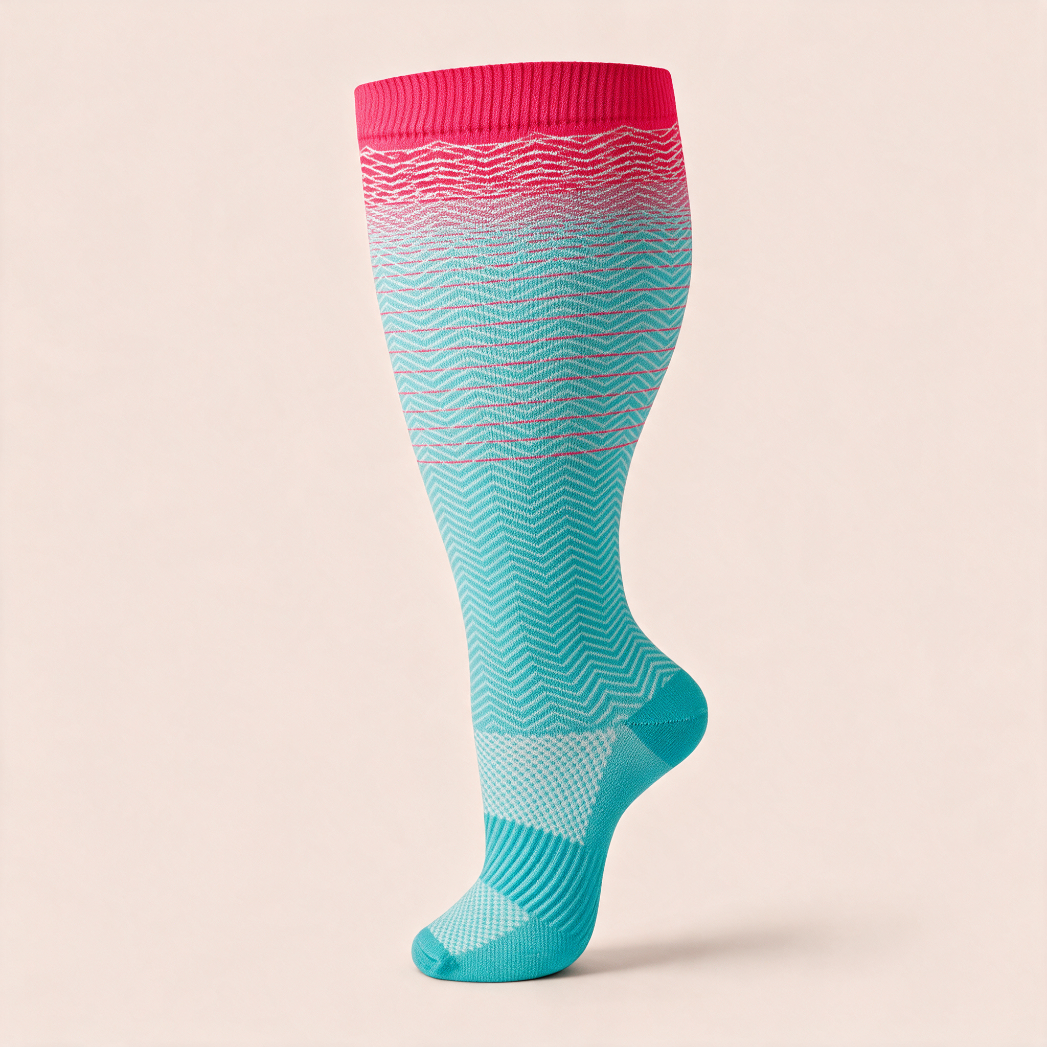 Clinical Compression – Wide Calf: Pink Teal Fade compression sock