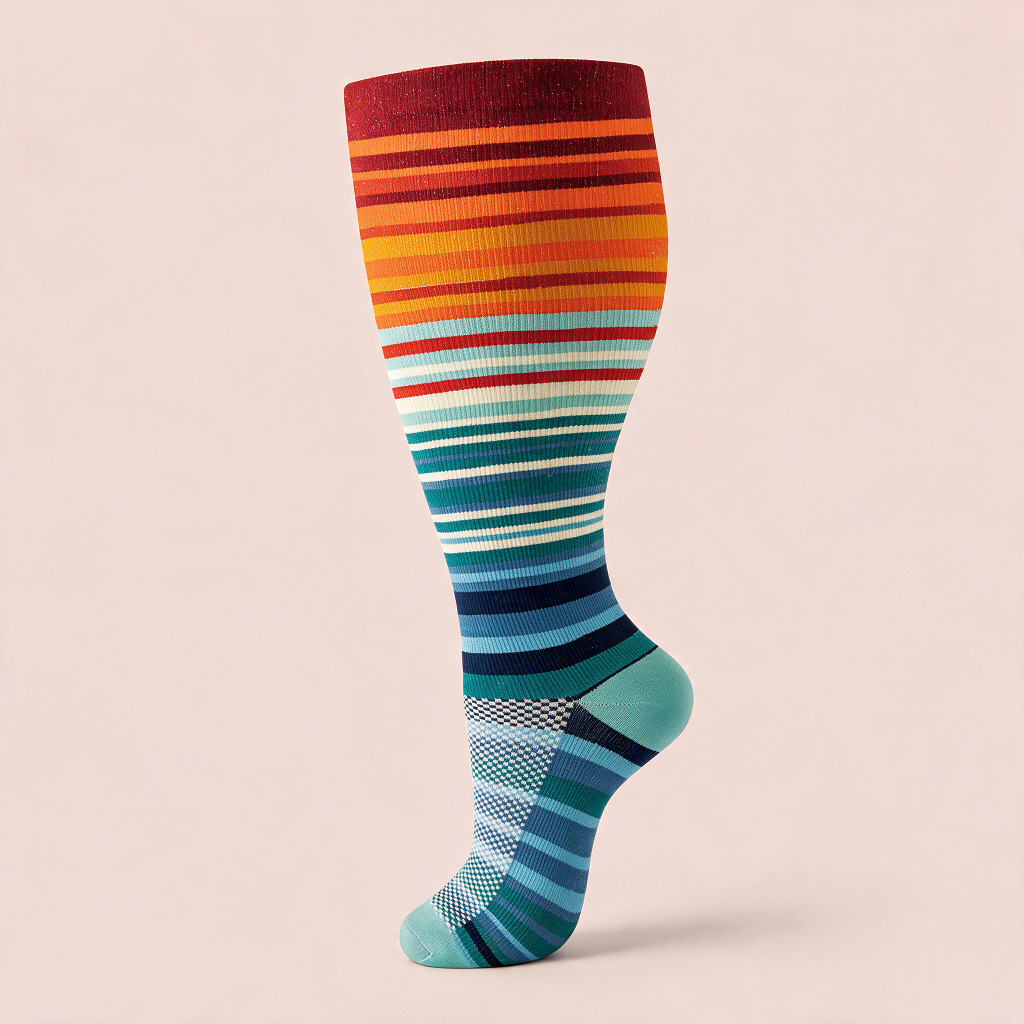 Clinical Compression – Wide Calf: Ember Plaid Fade compression sock