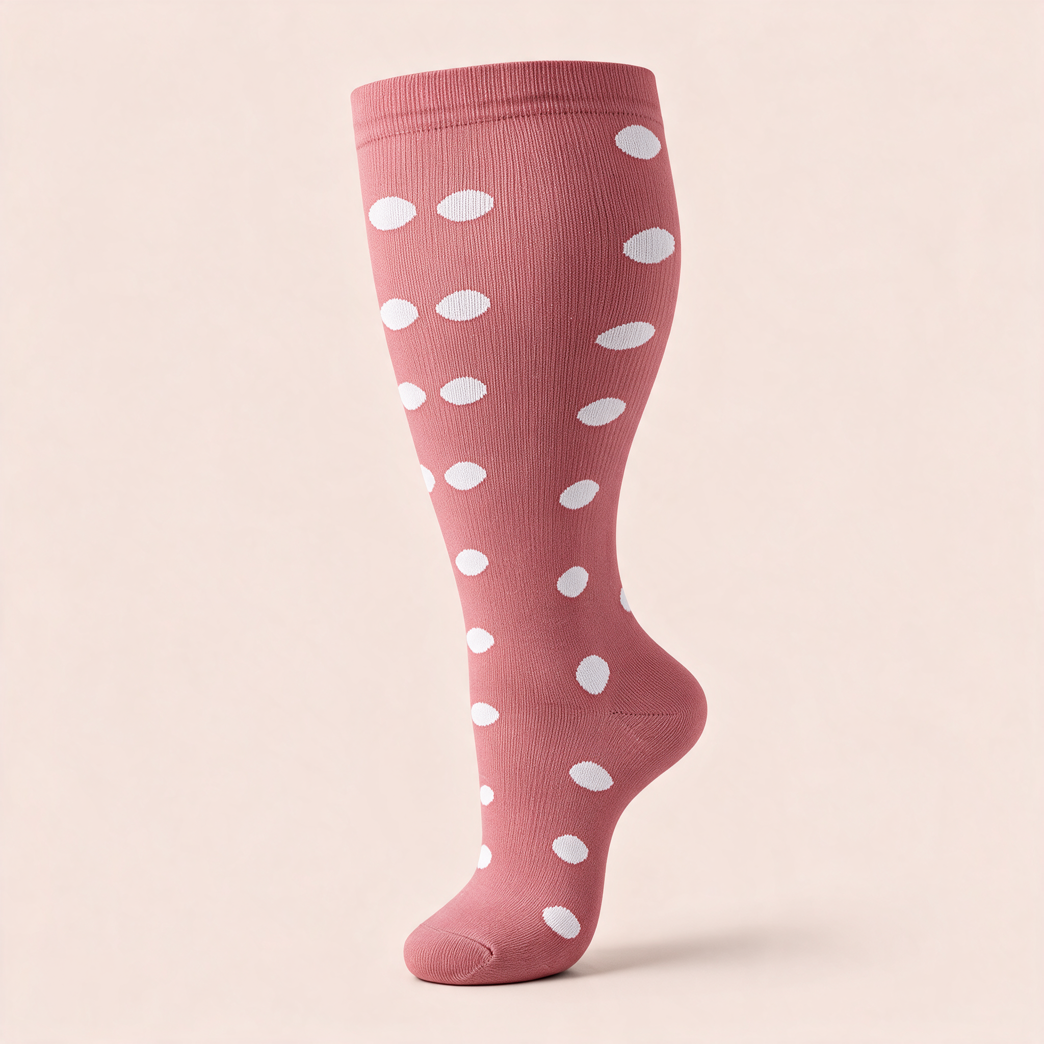 Clinical Compression – Wide Calf: Pink Polka compression sock