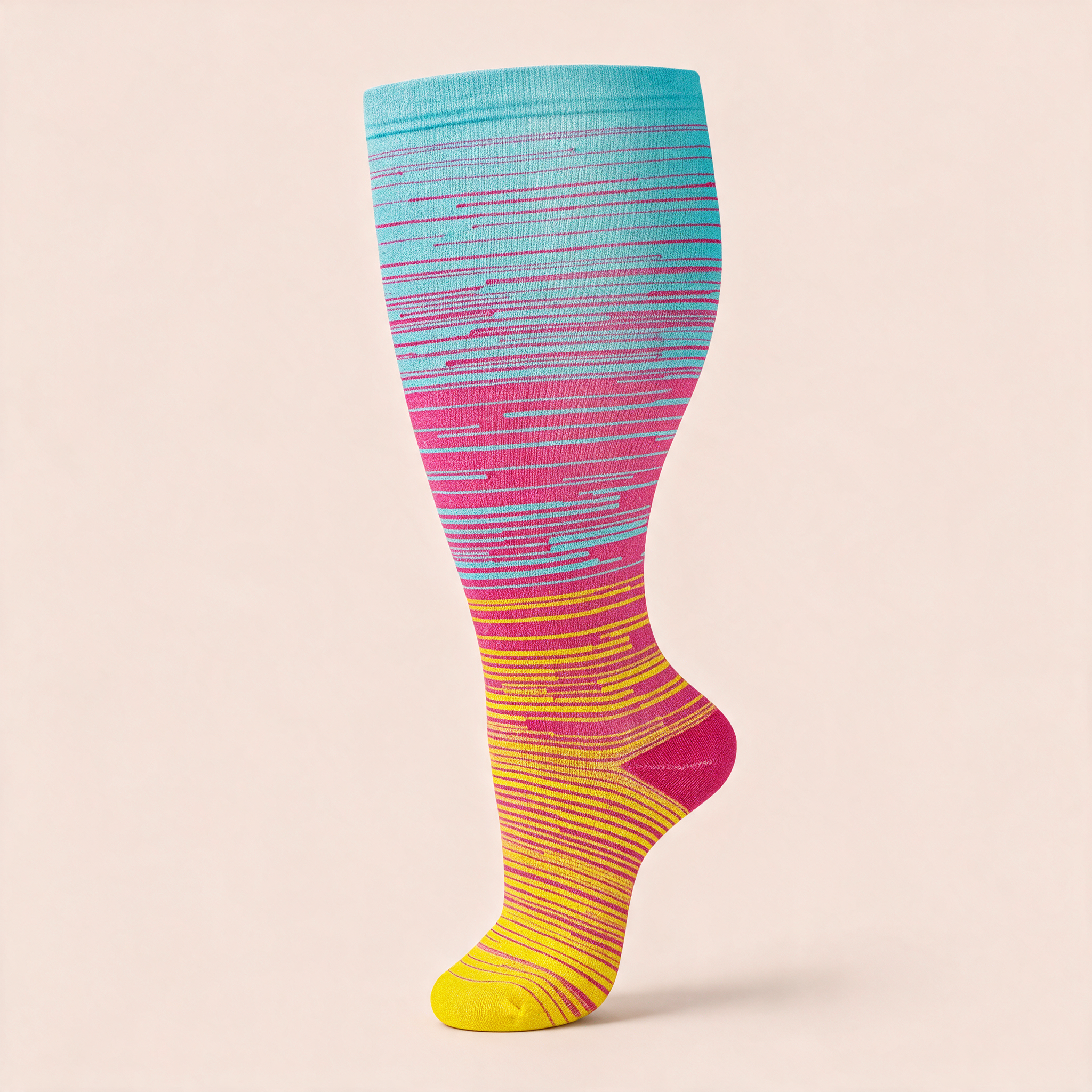 Clinical Compression – Wide Calf: Teal Pink Sunrise compression sock