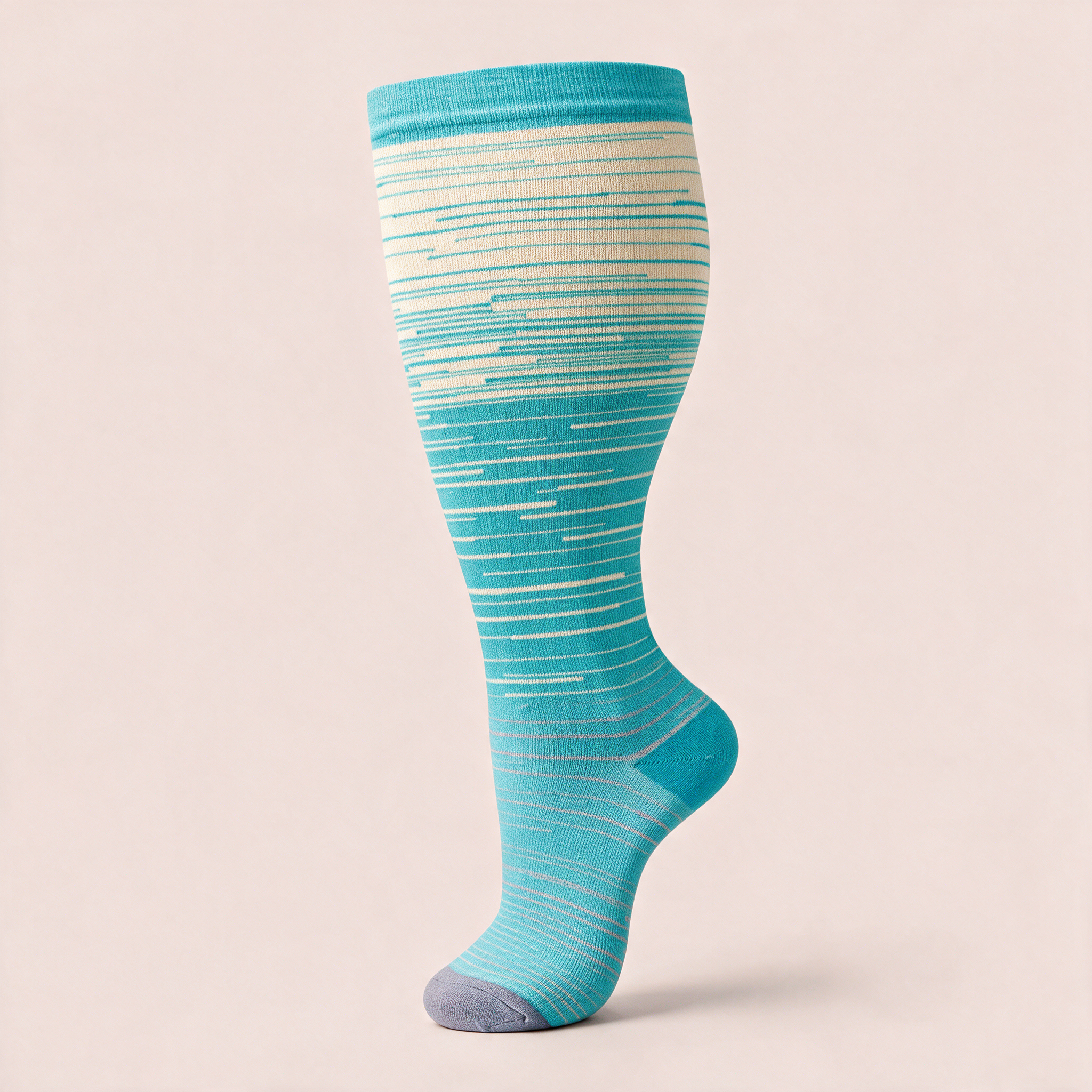 Clinical Compression – Wide Calf: Seafoam Pinstripe compression sock