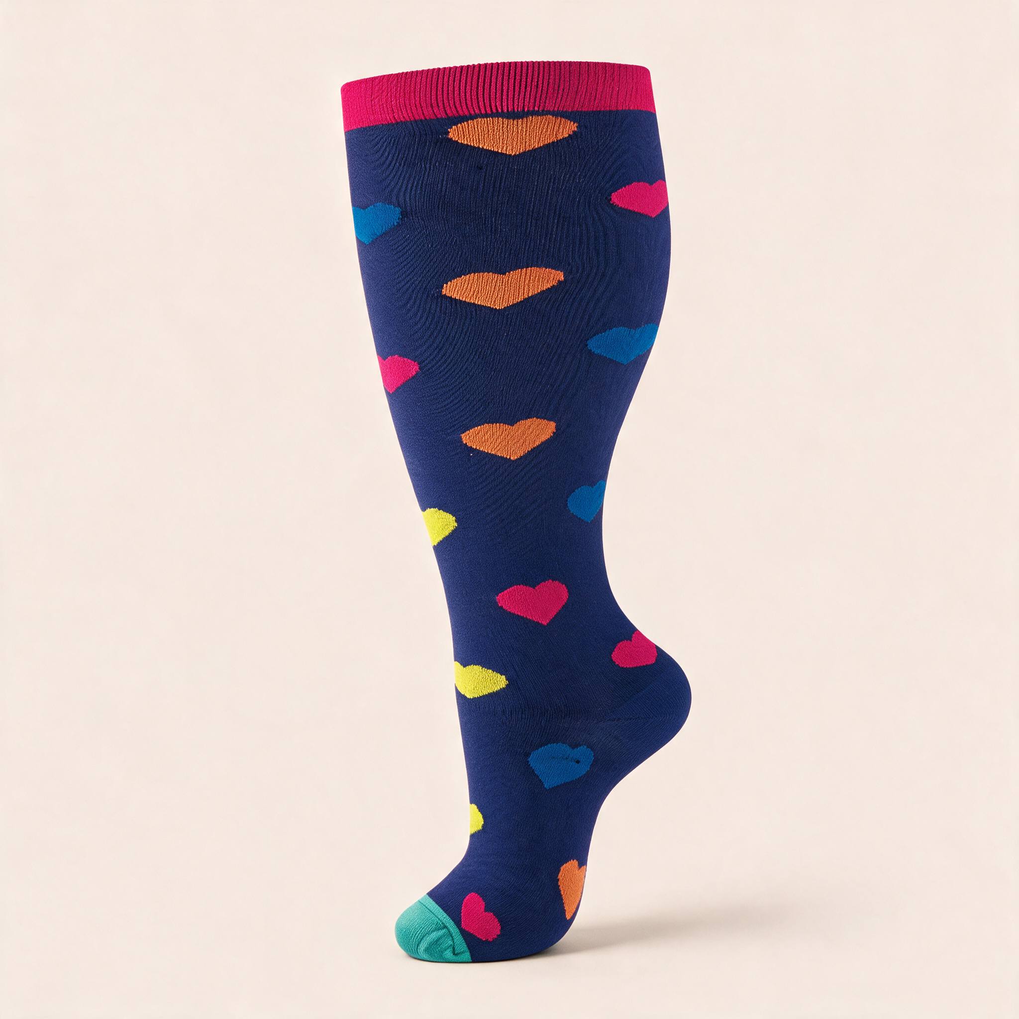 Clinical Compression – Wide Calf: Navy Sweetheart compression sock