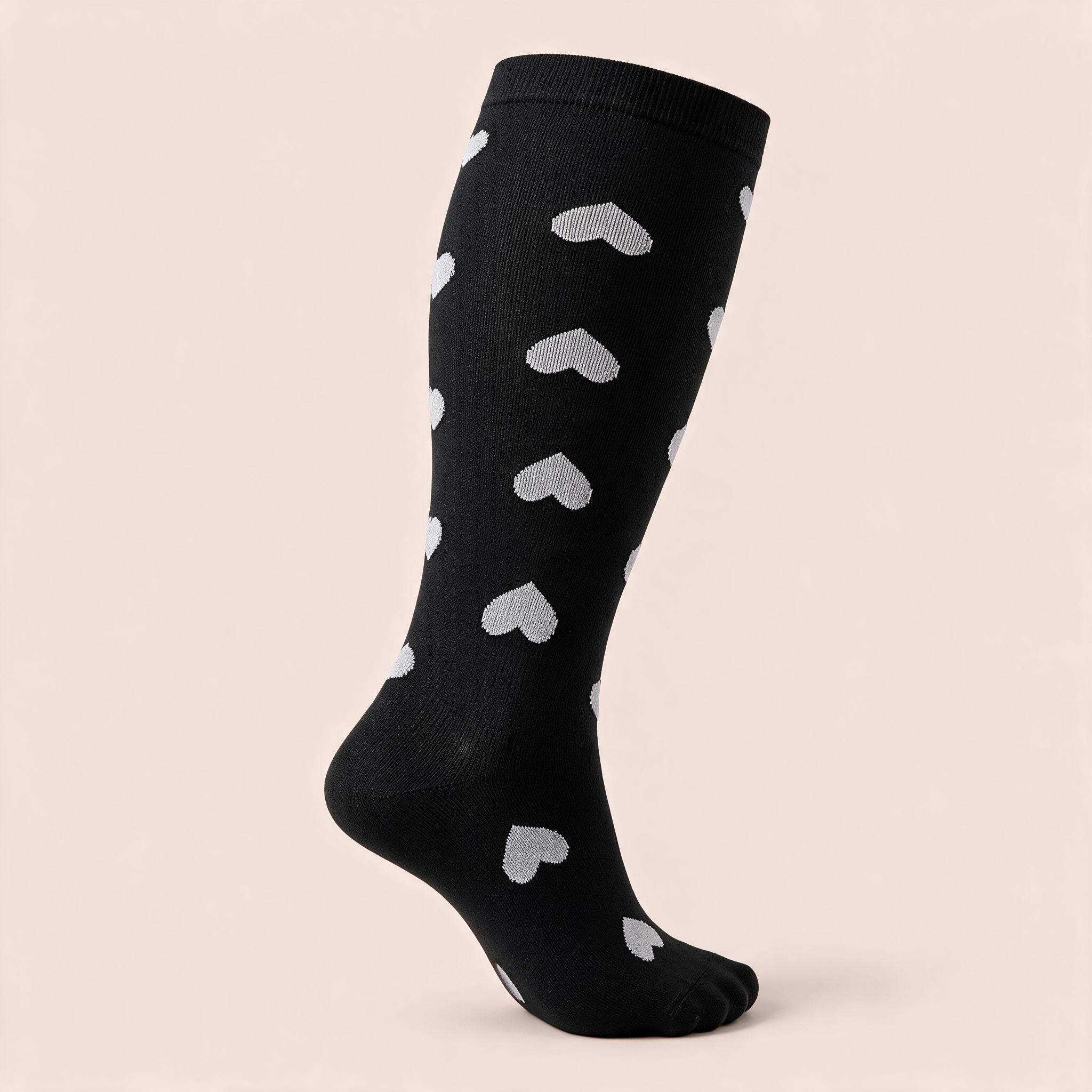 Clinical Compression – Wide Calf: Black Heart compression sock