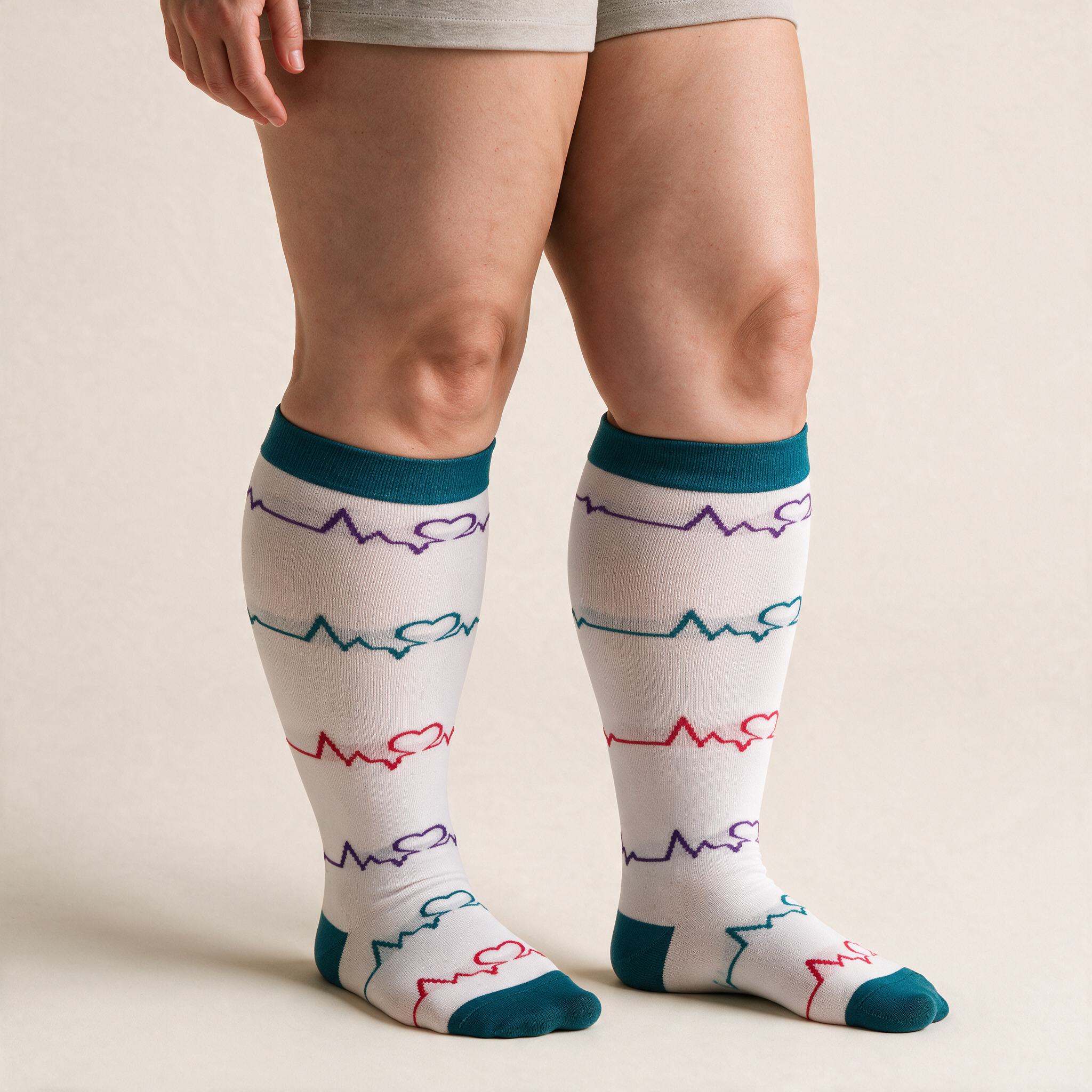 Clinical Compression – Wide Calf: Wave Pulse compression sock worn on model