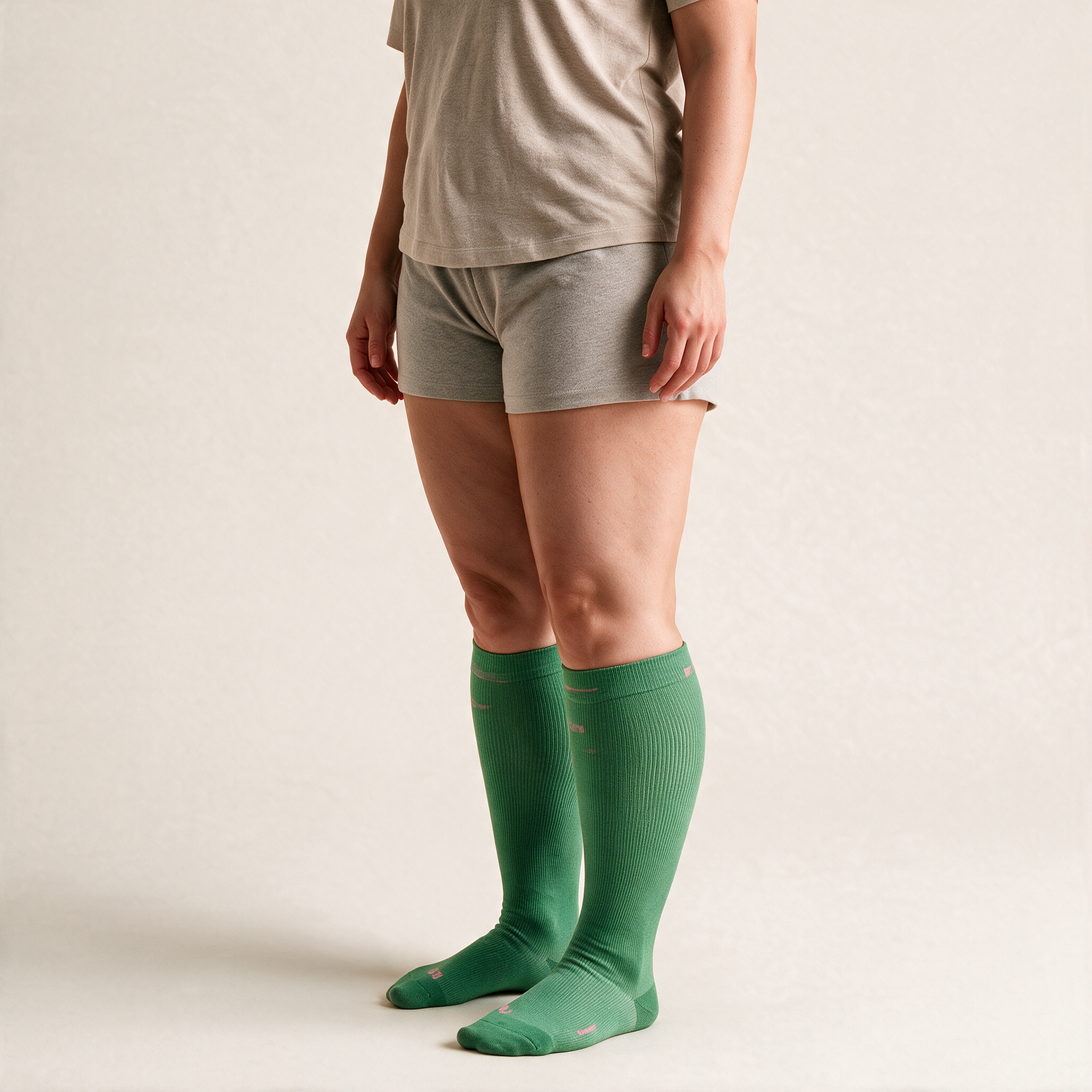 Clinical Compression – Wide Calf: Kelly Green compression sock worn on model