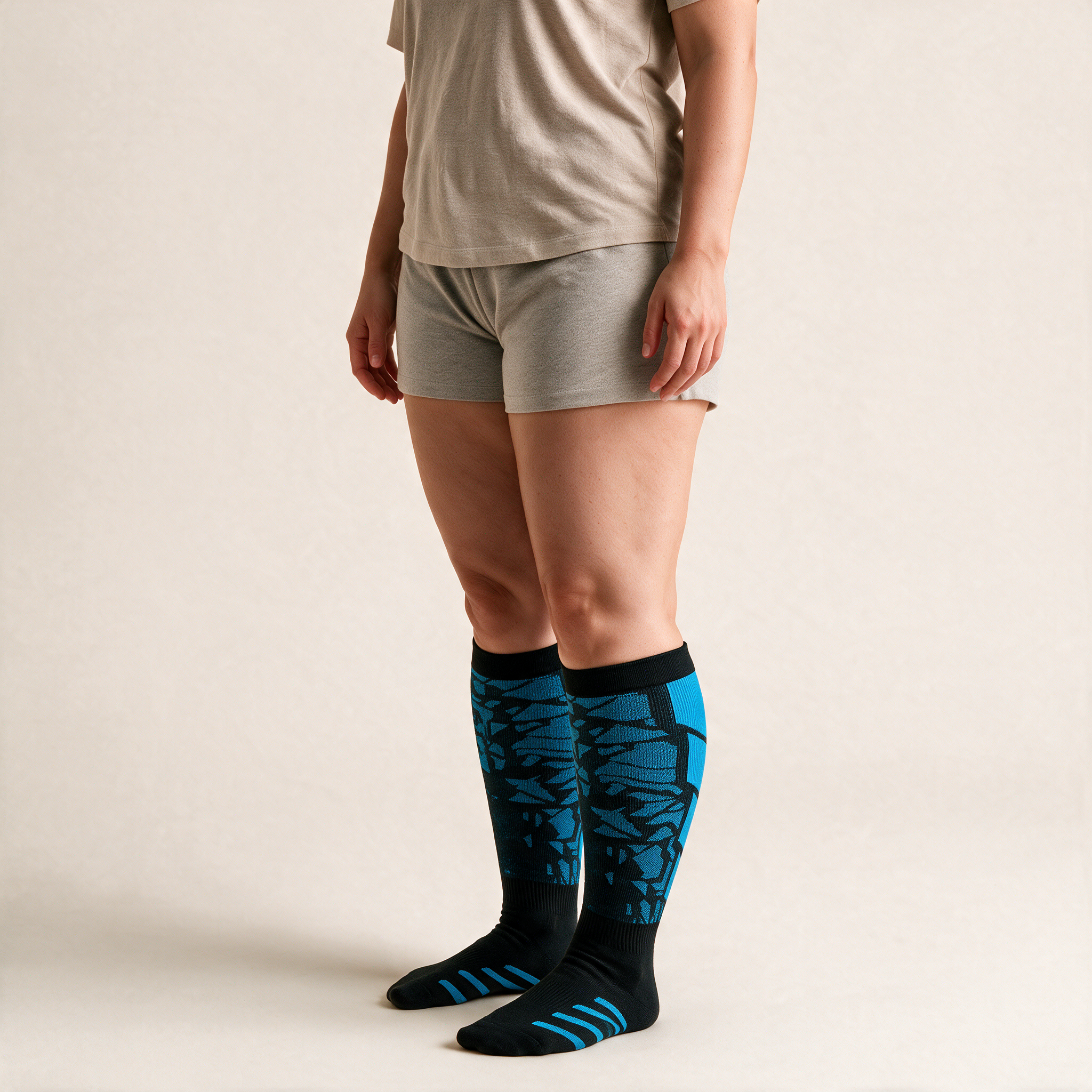 Clinical Compression – Wide Calf: Storm Brush compression sock worn on model
