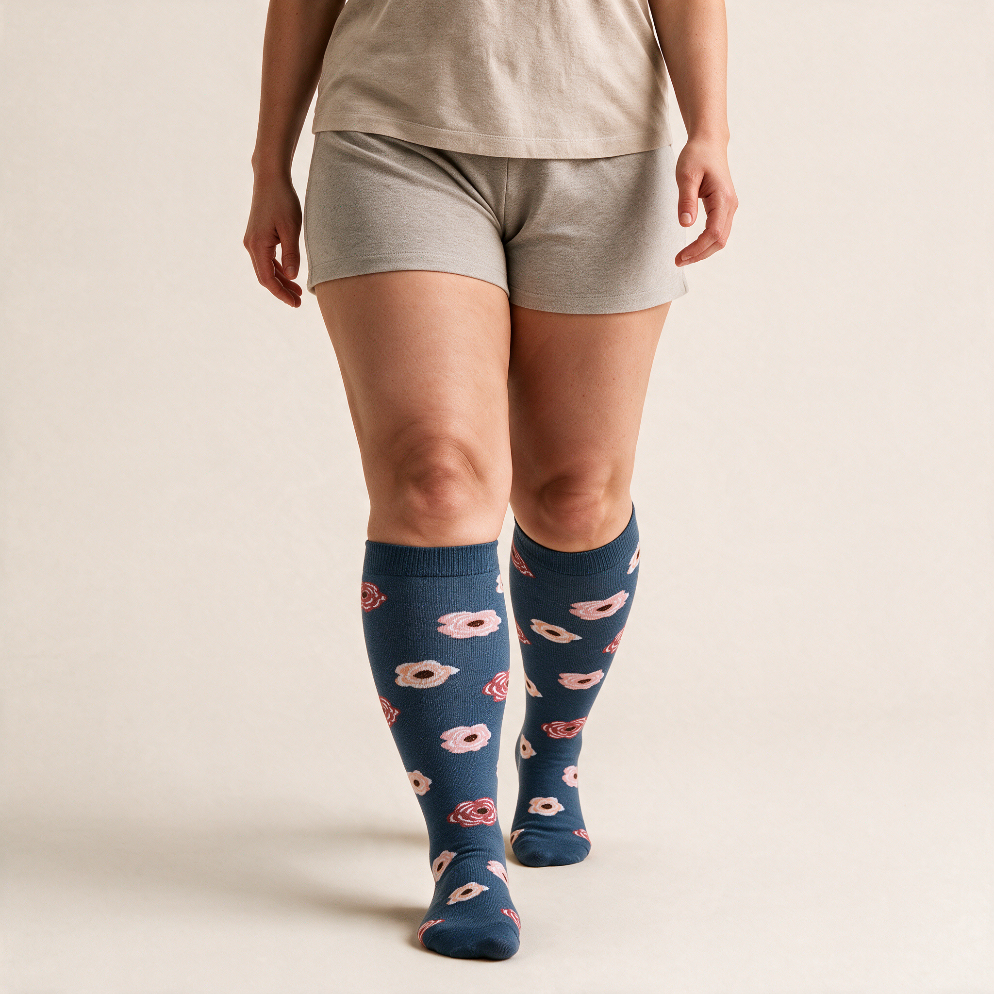 Clinical Compression – Wide Calf: Donut Dreams compression sock worn on model