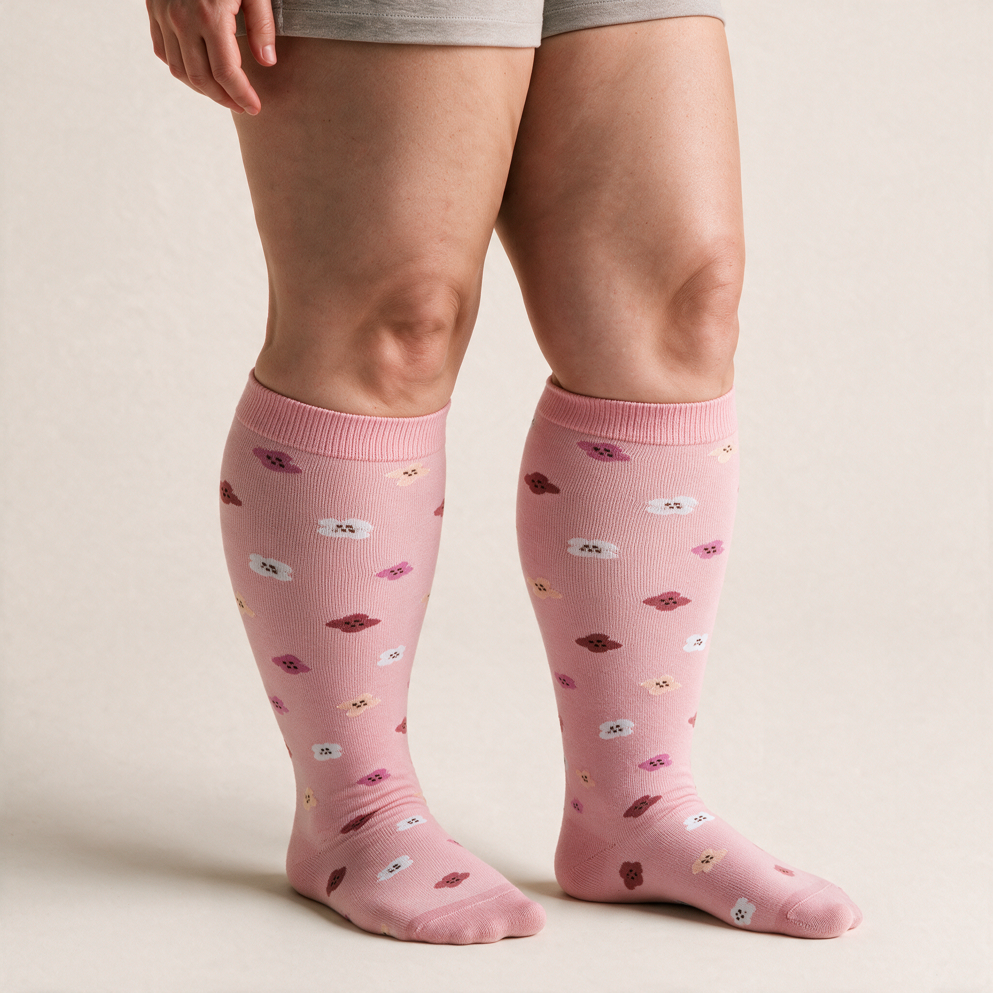 Clinical Compression – Wide Calf: Golden Koi compression sock worn on model