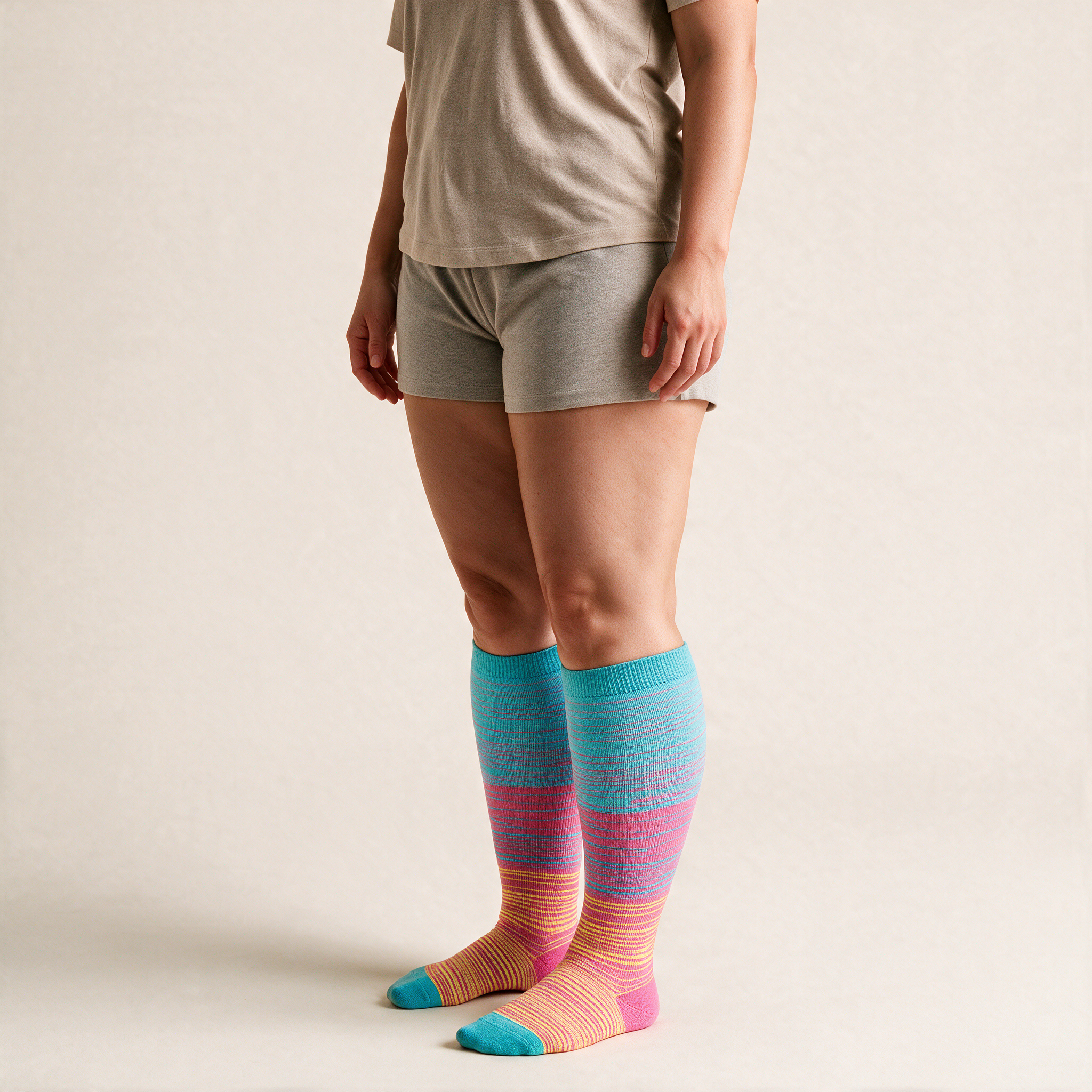 Clinical Compression – Wide Calf: Cotton Candy Fade compression sock worn on model